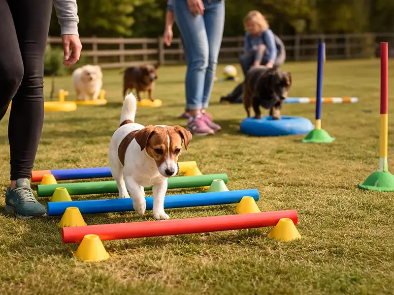 Hund beim Fun-Agility-Parcours